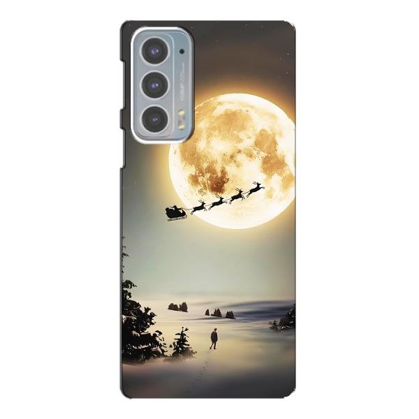 Новогодние, Праздничные Чехлы для Motorola Edge 20 - 2024 год – Санта на луне