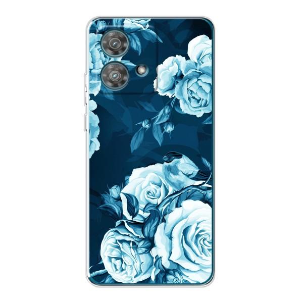 Чехлы (ART) Цветы на Motorola Edge 40 Neo (VPrint) – Голубые Бутоны