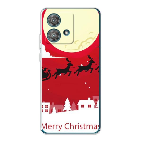 Рождественские Чехлы для Motorola Edge 40 Neo (VPrint) – Санта с оленями