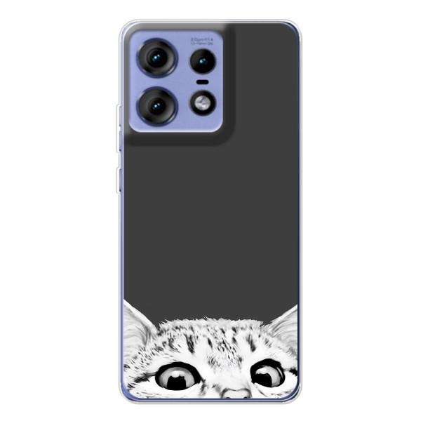 Чехол на Мото Ейдж 50 Про с Котами (VPrint) – Выглядывает кот