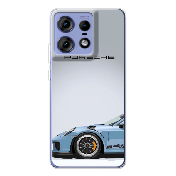Чохол з авто Порше для Motorola Edge 50 Pro – Блакитний Порше