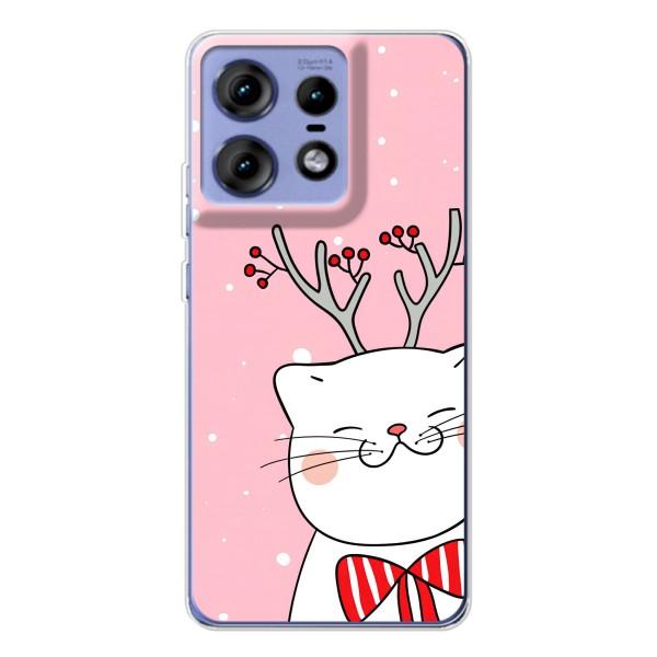Новорічні Чохли для Моторола Едж 50 Про (VPrint) – Зимовий кіт