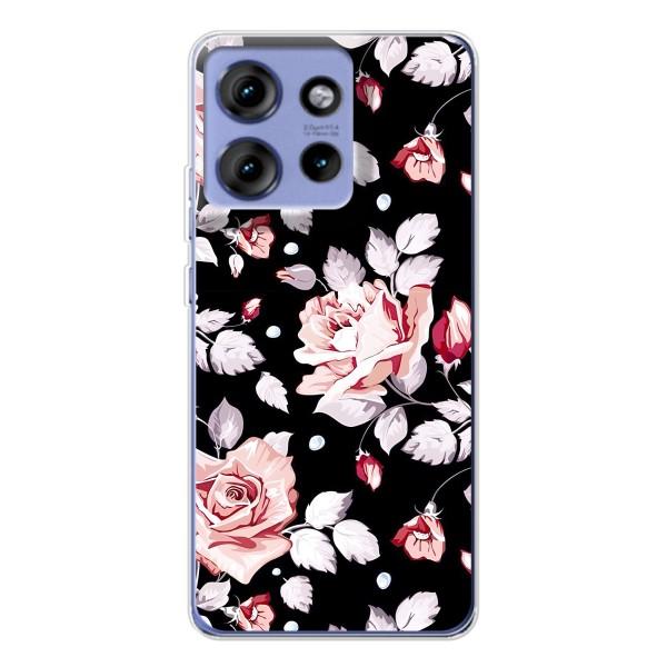 Чохли з квітами для Motorola Edge 50 (VPrint) – Квіти на чорному