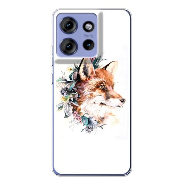 Чехлы с картинкой Лисички для Motorola Edge 50 (VPrint) – Лисичка в цветочках