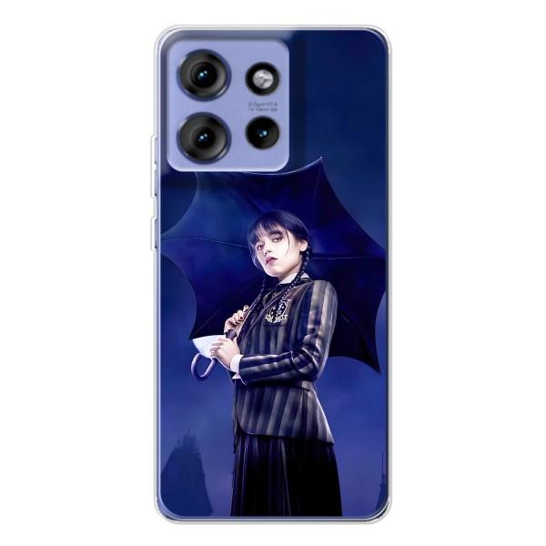 Чохли Венсдей на Motorola Edge 50 Уенсдей (AlphaPrint) – Венздей з парасолькою