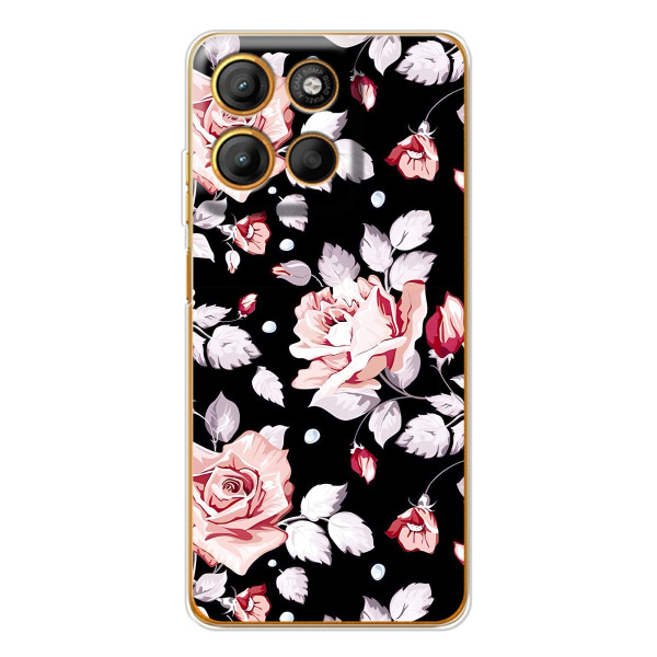 Чехлы с Цветами для Motorola Edge 60 Fusion (VPrint) – Цветочки на черном