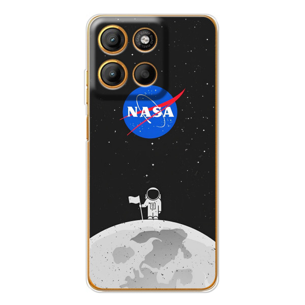 Силиконовый бампер с принтом "Наса" на Motorola Edge 60 Fusion – Космонавт NASA
