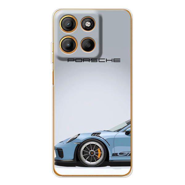 Чехол с авто Порше для Motorola Edge 60 Fusion – Голубой Порше
