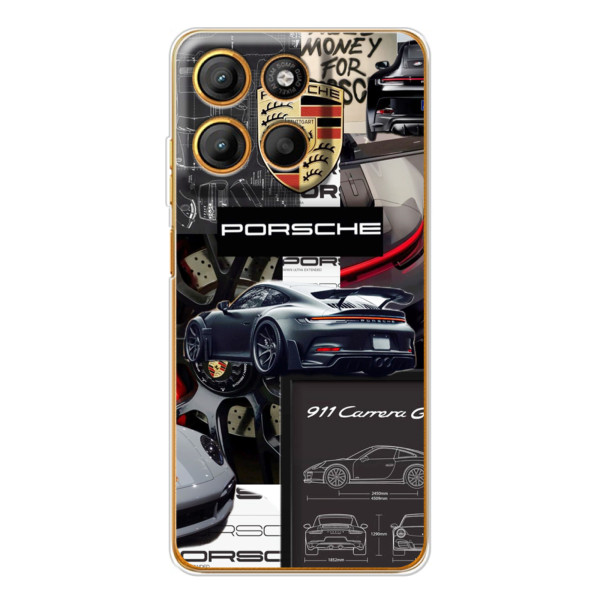 Чехол с авто Порше для Motorola Edge 60 Fusion – Коллаж Порше