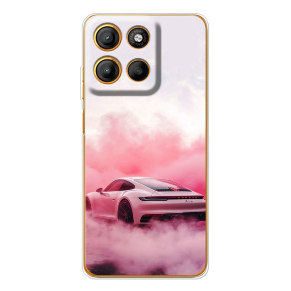 Чехол с авто Порше для Motorola Edge 60 Fusion – Розовый Порше