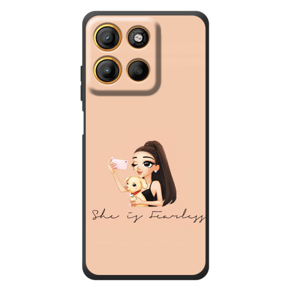 Силиконовый Чехол на Motorola Edge 60 Neo с картинкой Стильных Девушек – С собакой