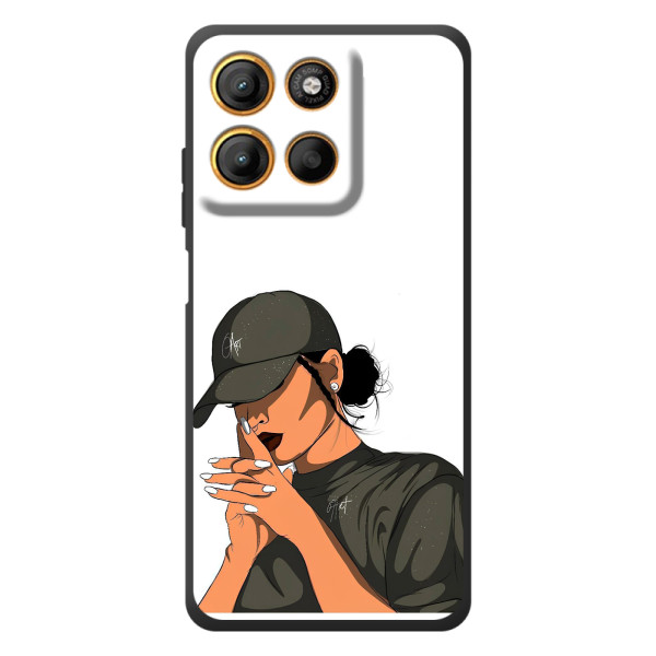 Силиконовый Чехол на Motorola Edge 60 Neo с картинкой Стильных Девушек – В зеленом