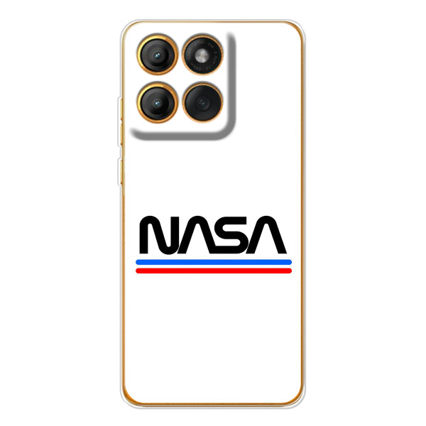 Силиконовый бампер с принтом "Наса" на Motorola Edge 60 Pro – NASA на белом фоне