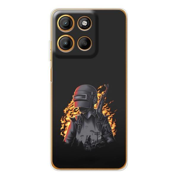 Силиконовый чехол с картинкой "Герой Pubg" на Motorola Edge 60 – В огне