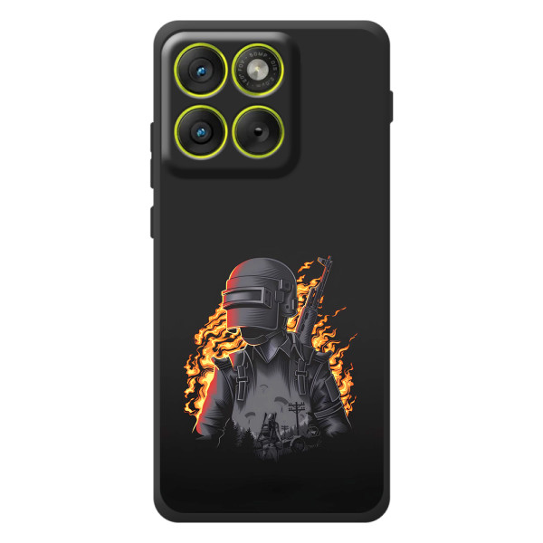 Силиконовый чехол с картинкой "Герой Pubg" на Motorola Edge 70 – В огне