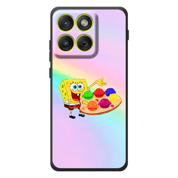 Силиконовый чехол Спанч Боб на Мо Motorola Edge 70 – Бургеры
