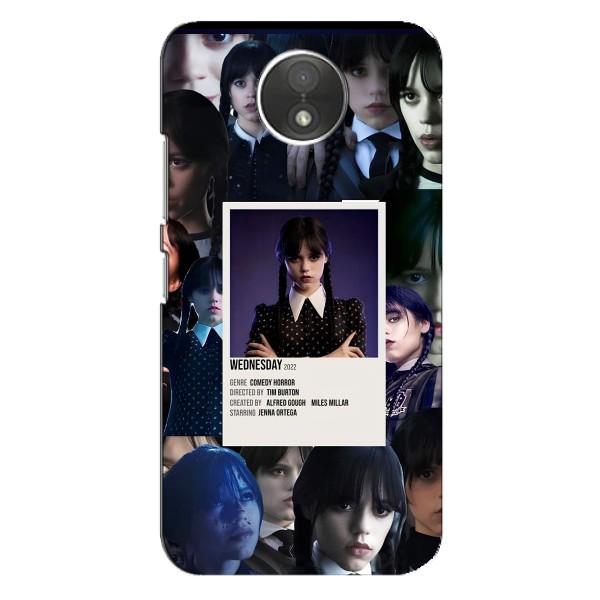 Чехлы Венсдей на Motorola Moto C (XT1750) Уэнсдей (AlphaPrint) – коллаж Уэнздей