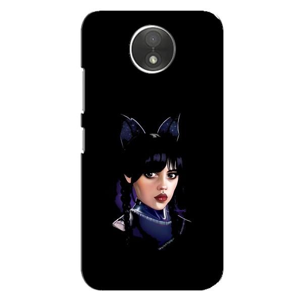 Чехлы Венсдей на Motorola Moto C (XT1750) Уэнсдей (AlphaPrint) – серьезная Уэнздей