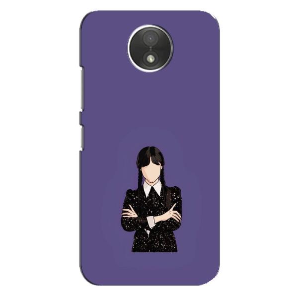 Чехлы Венсдей на Motorola Moto C (XT1750) Уэнсдей (AlphaPrint) – Уэнздей в черном