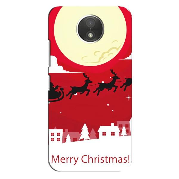 Різдвяні Чохли для Motorola Moto C (XT1750) (VPrint) – Санта з оленями