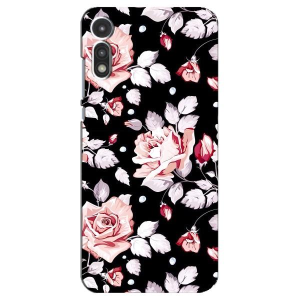 Чохли з квітами для Motorola MOTO E 2020 (VPrint) – Квіти на чорному