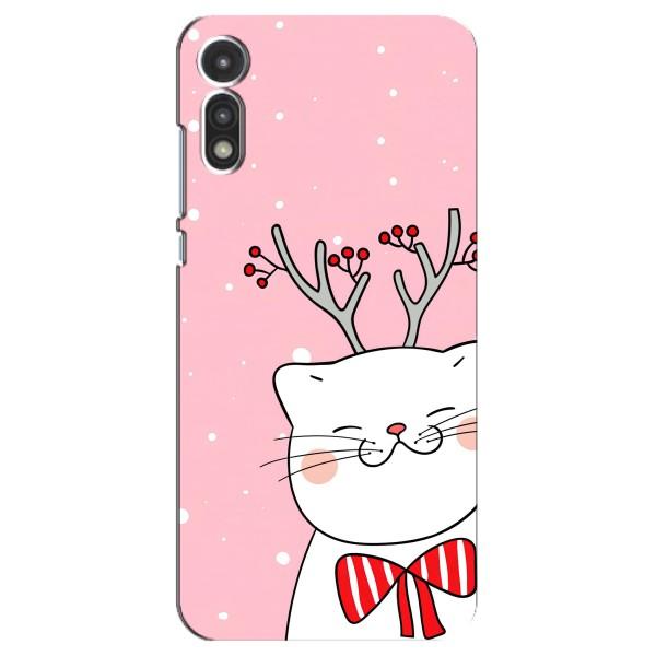 Новорічні Чохли для Моторола МОТО Е 2020 (VPrint) – Зимовий кіт