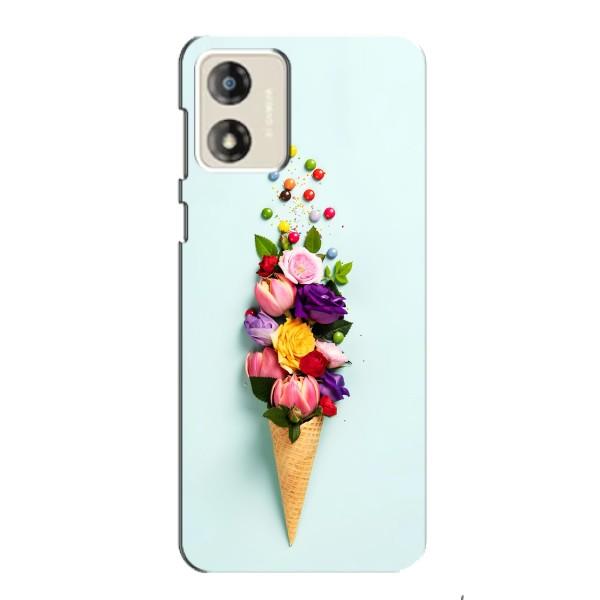 Чехлы с тематикой "ЦВЕТЫ" на Motorola MOTO E13 – Цветок-мороженное