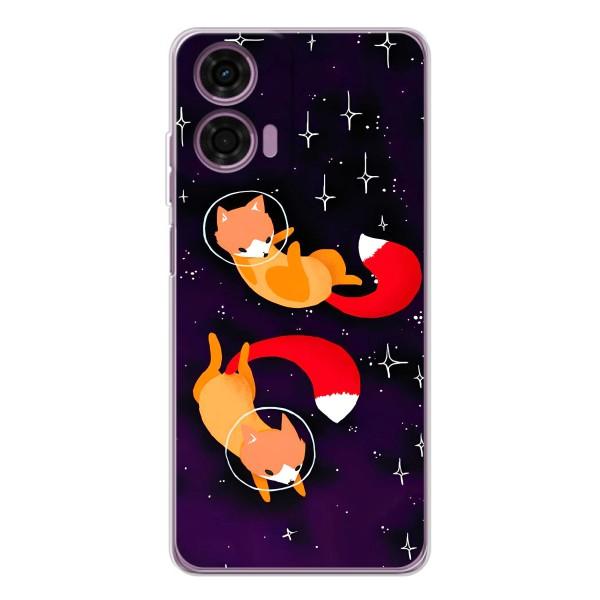 Чохли з картинкою Лисичка для Motorola Moto E14 (VPrint) – Лисички космонавти