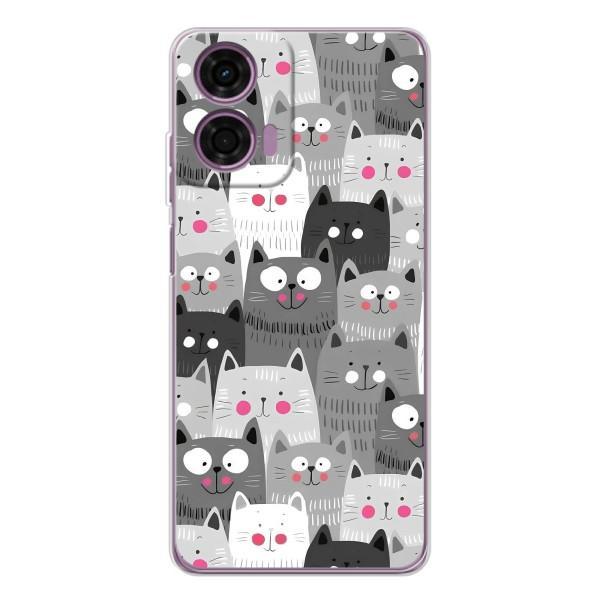 Чехлы с Котиками для Motorola Moto E14 (VPrint) – Рисованные котики