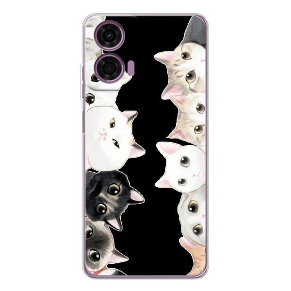 Чехол на Мото Е14 с Котами (VPrint) – Взгляд котов