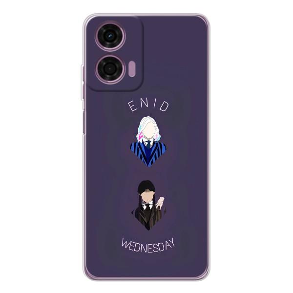 Чохли Венсдей на Motorola Moto E14 Уенсдей (AlphaPrint) – Венздей і подруга