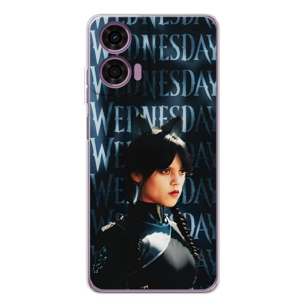 Чохли Венсдей на Motorola Moto E14 Уенсдей (AlphaPrint) – Венздей кішка