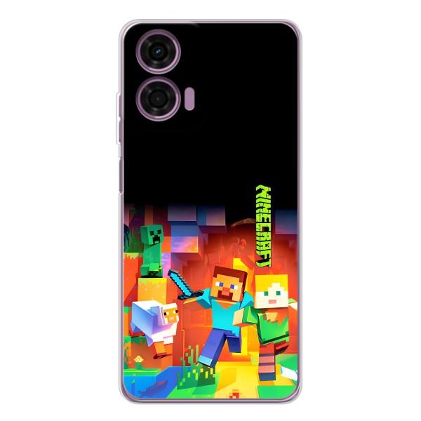 Чехлы для Motorola Moto E14 (Персонажи Майн Крафт) – Герой Майнкрафт