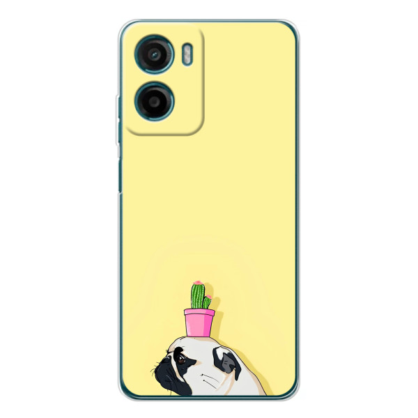 Бампер для Motorola Moto E15 с картинкой "Песики" – Кактус на голове
