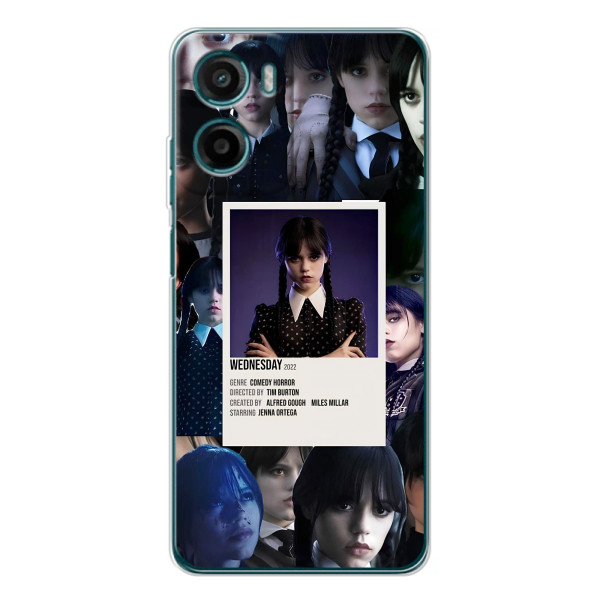 Чохли Венсдей на Motorola Moto E15 Уенсдей (AlphaPrint) – колаж Венздей