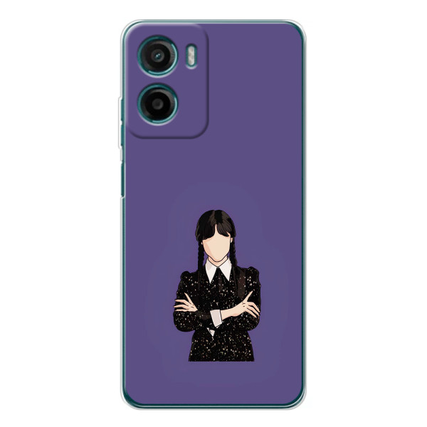 Чохли Венсдей на Motorola Moto E15 Уенсдей (AlphaPrint) – Венздей у чорному