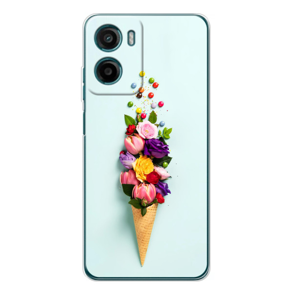 Чехлы с тематикой "ЦВЕТЫ" на Motorola Moto E15 – Цветок-мороженное