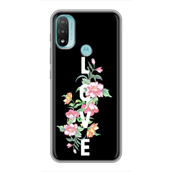 Чехлы для любимой на Моторола МОТО Е20 (VPrint) – Квіти LOVE