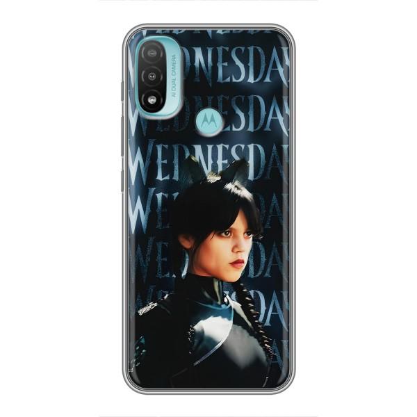 Чехлы Венсдей на Motorola MOTO E20 Уэнсдей (AlphaPrint) – Уэнздей кошка