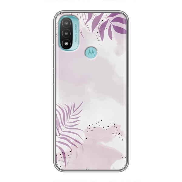 Чохол з квітковим принтом на Моторола МОТО Е20 – Фіолетове листя
