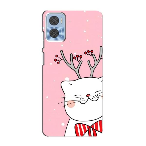 Новогодние Чехлы для Моторола Мото Е22 (VPrint) – Зимний кот