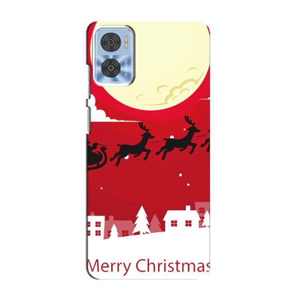 Рождественские Чехлы для Motorola MOTO E22 (VPrint) – Санта с оленями