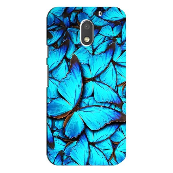 Чохол з принтом для Моторола MOTO E3 - (Прикольні) (AlphaPrint) – Сині метелики