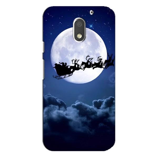 Новогодние Чехлы для Мото Е3 (VPrint) – Санта - луна