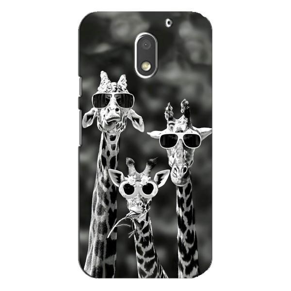 Силіконовий чохол з КАРТИНКАМИ літо для Motorola MOTO E3 (AlphaPrint) – Жирафи в окулярах