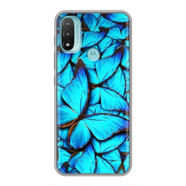 Чохол з принтом для Моторола МОТО Е40 - (Прикольні) (AlphaPrint) – Сині метелики