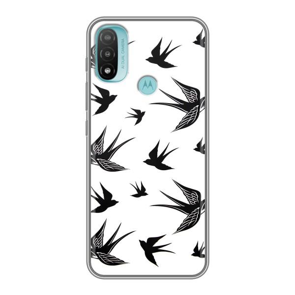 Чехол с птицами на Motorola MOTO E40 (VPrint) – Ласточки