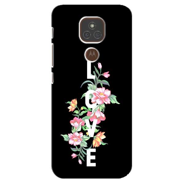 Чехлы для любимой на Мото Е7 Плюс (VPrint) – Цветы LOVE