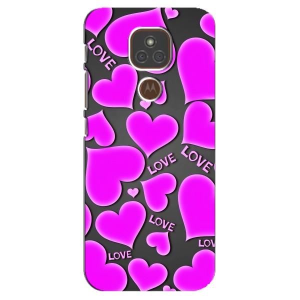 Чехлы для любимой на Мото Е7 Плюс (VPrint) – Pink hearts