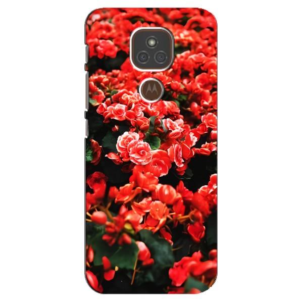 Чехлы с Цветами для Motorola MOTO E7 Plus (VPrint) – Цветы красные